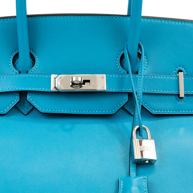 Hermès Turquoise Swift Leather 35 cm Birkin Bag For Sale at 1stDibs
