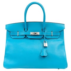Hermès Turquoise Swift Leather 35 cm Birkin Bag