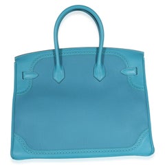 Hermès Turquoise Togo Swift Ghillies Birkin 35 PHW