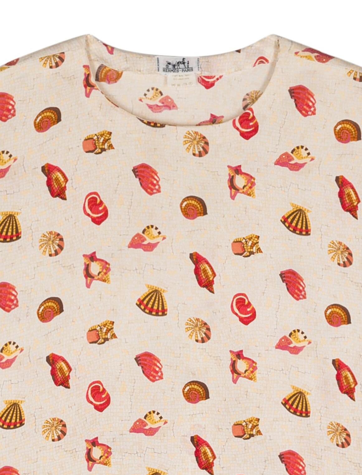 Beige Top stampato in Twill di Hermes in vendita