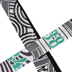 Hermes Twillon Jeu De Soie Gris Noir Menthol New