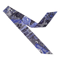 Hermes Twilly Animapolis Marine und Royal Bleu 2er Set Neu mit Schachtel