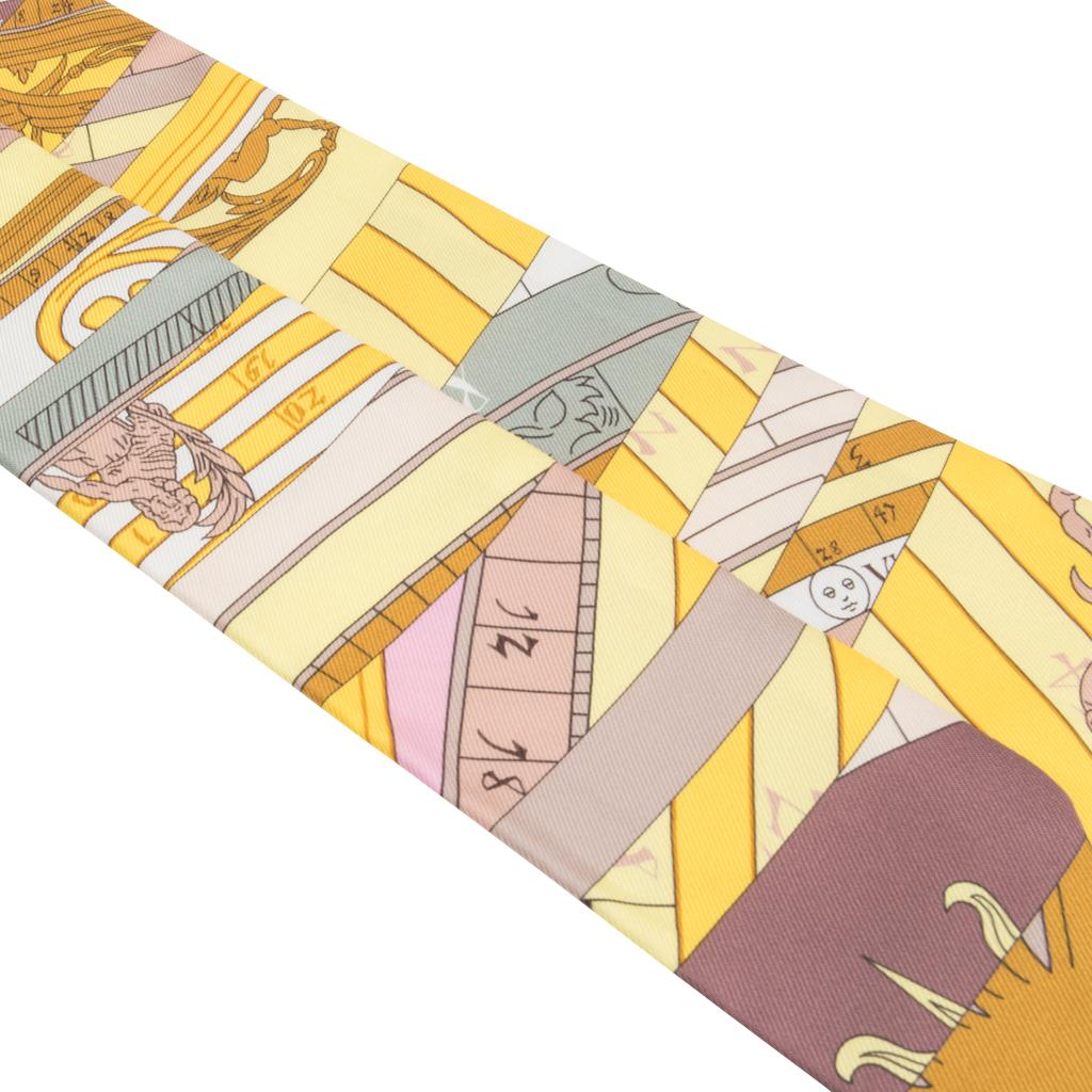 Hermes Twilly Astrologie Nouvelle Jaune Blanc Moutarde Silk Scarf Set of 2  In New Condition In Miami, FL