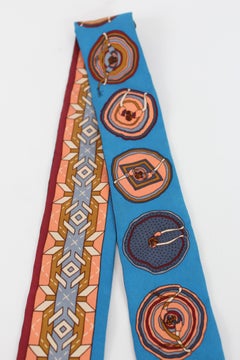 Hermes Twilly Blue Pink Silk Geometric Scarf