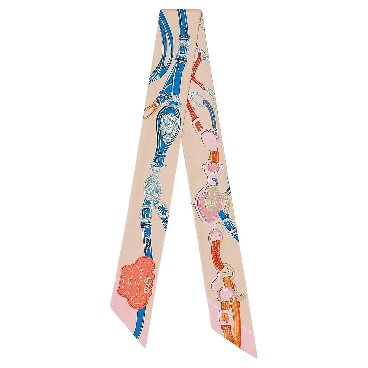 Hermes Rose Poudré / Bleu Dur / Gris Brides de Gala Applique Pique ...