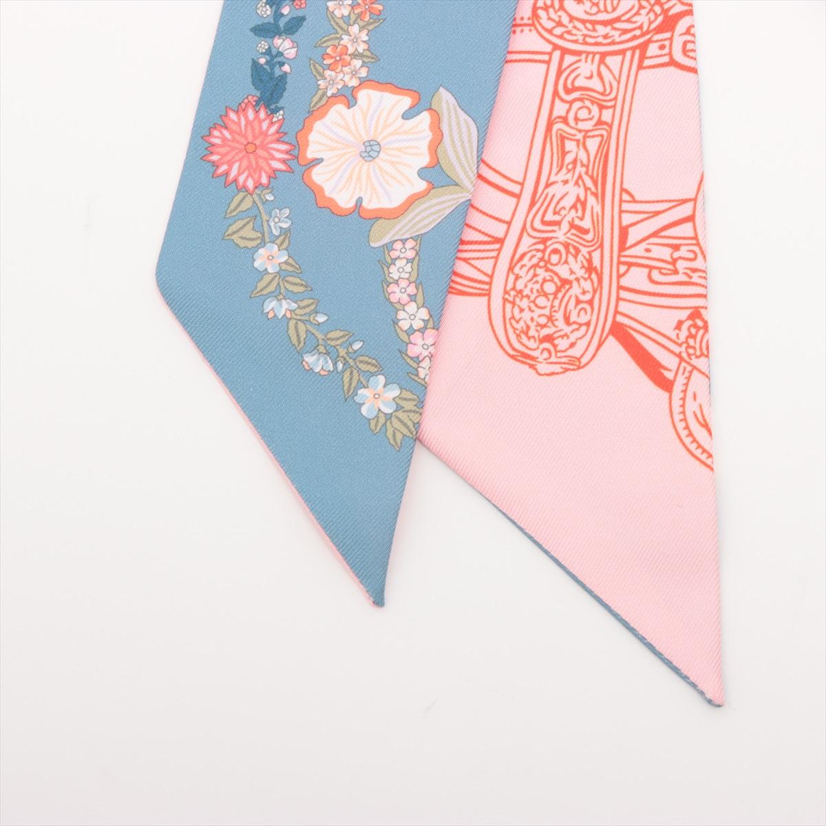 Gray Hermès Twilly Brides De Gala En Fleurs Silk Blue Jean x Pink