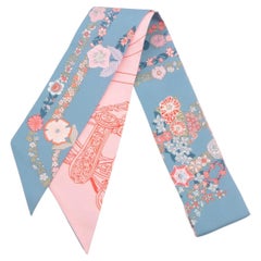 Hermès Twilly Brides De Gala En Fleurs Silk Blue Jean x Pink