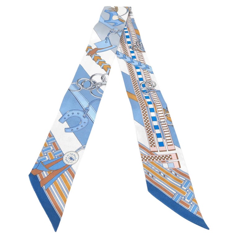 Hermes Twilly Brides et Gris-Gris Bleu Jean / Blanc / Miel For Sale at ...