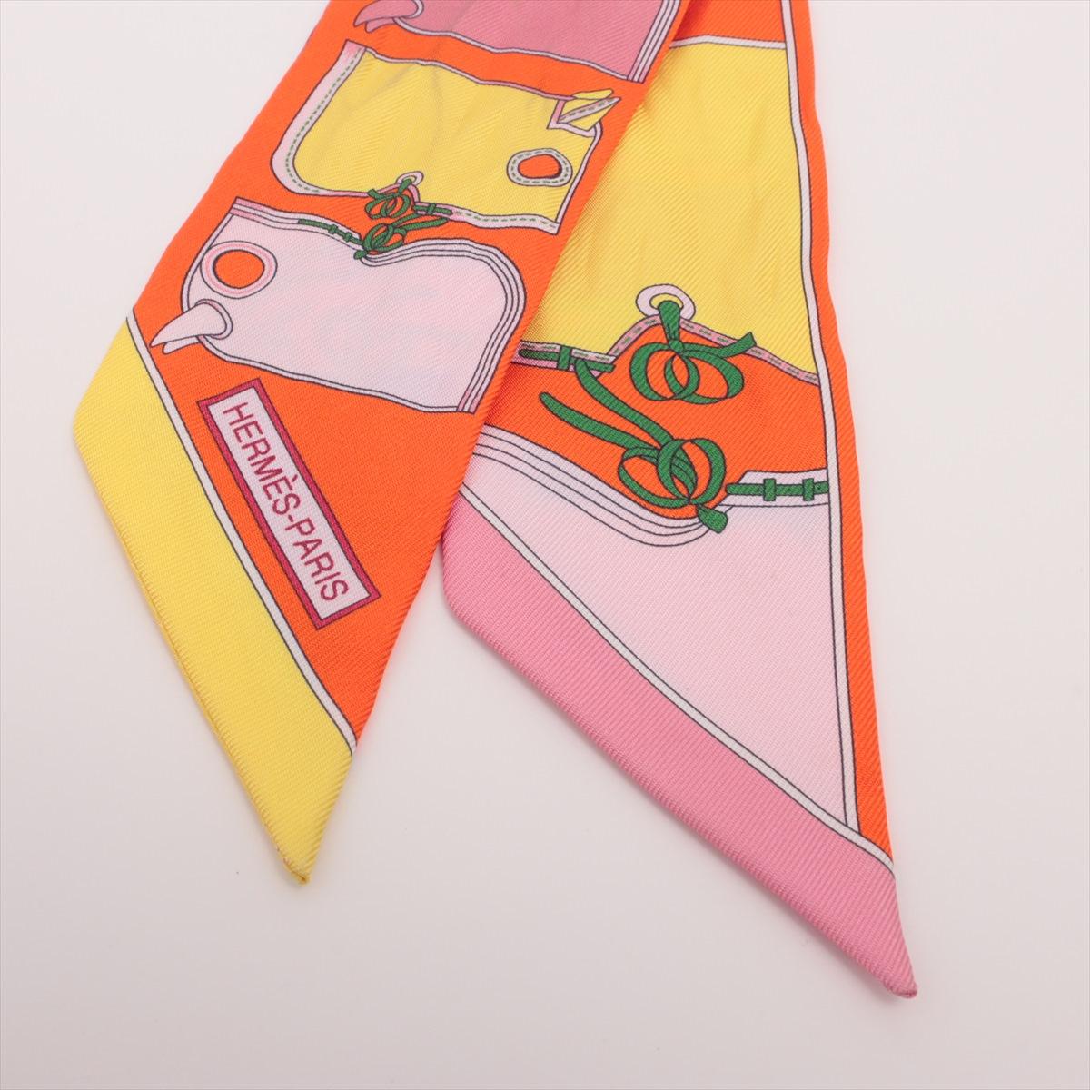 Orange Hermès Twilly Camails Silk Multicolor For Sale