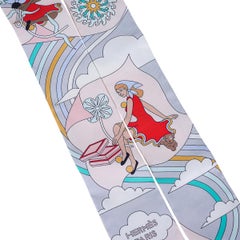 Hermes Twilly Carres Volants Gris Perle / Rose Pale Silk Scarf Set of 2