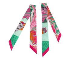 Hermes Twilly Cheval Phoenix Pink Multi Colour Set of 2 Glorious Summer