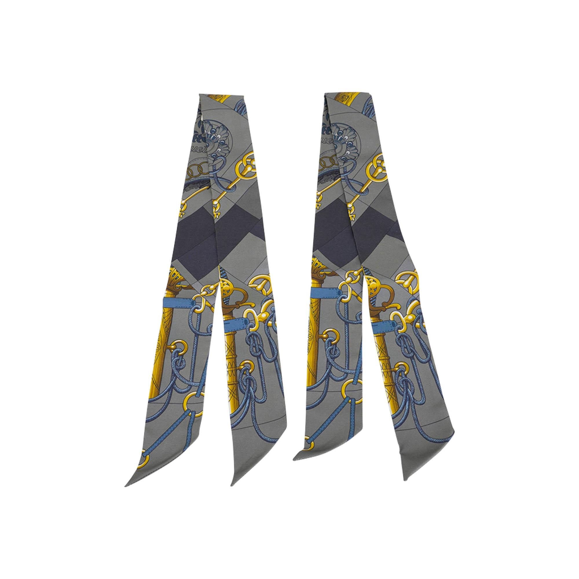 Hermes Twilly Cliquetis Vert de Gris und Anthrazit 2er-Set im Angebot 2