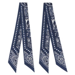 Hermes Twilly Entre Ciel Et Mer Bandana Set aus zwei Blau und Weiß