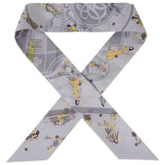 Hermes Twilly Ex-Libris Les Parisiennes Gris Perle / Juane Soufre New w/Box