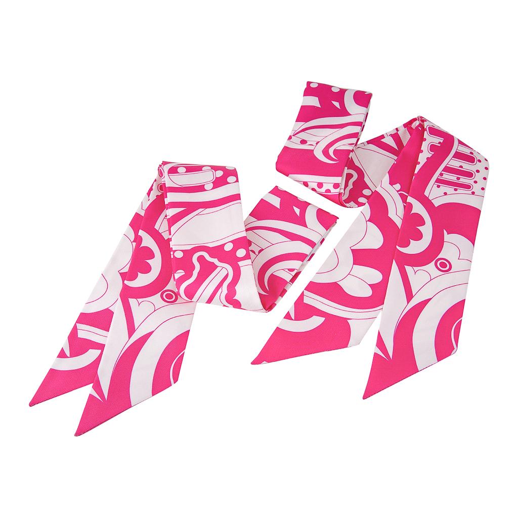Ensemble de 2 sacs Twilly Faubourg rose vif et blanc arc-en-ciel Hermès, neufs dans leur boîte en vente 4