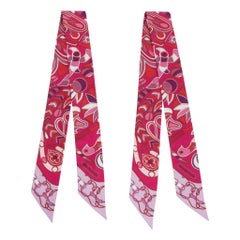 Hermes Twilly Folklore Fuchsia Rouge Rose Set of 2 New