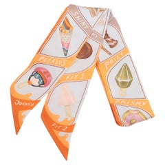 Hermès Twilly Funny Ice Cream Silk Orange x White
