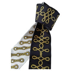 Hermès Twilly Galons et Brandebourgs Schwarz Gold Weiß in Box