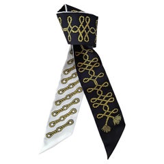 Hermès Twilly Galons et Brandebourgs Schwarz Gold Weiß in Box