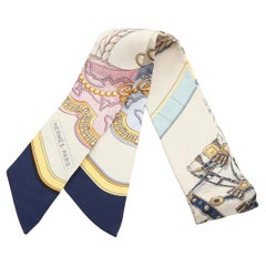 Hermès Twilly Grand Apparat Horses Scarf Silk Ivory