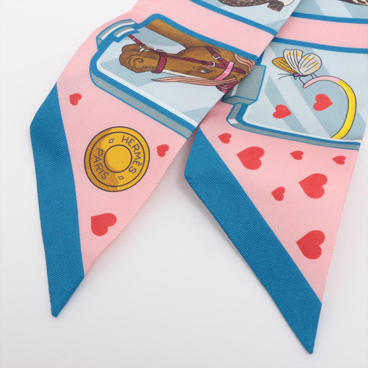 Gray Hermès Twilly Hermes Story Silk Pink For Sale