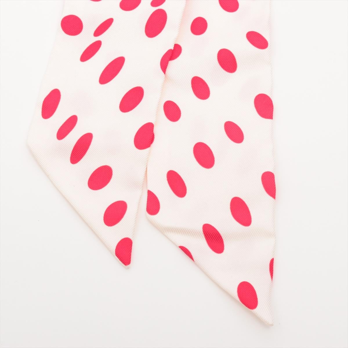 Women's Hermès Twilly Hola Flamenco Polka Dot Silk White x Red
