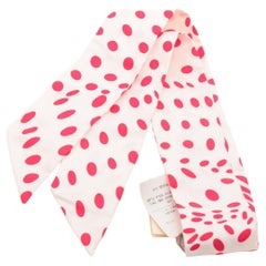 Hermès Twilly Hola Flamenco Polka Dot Silk White x Red