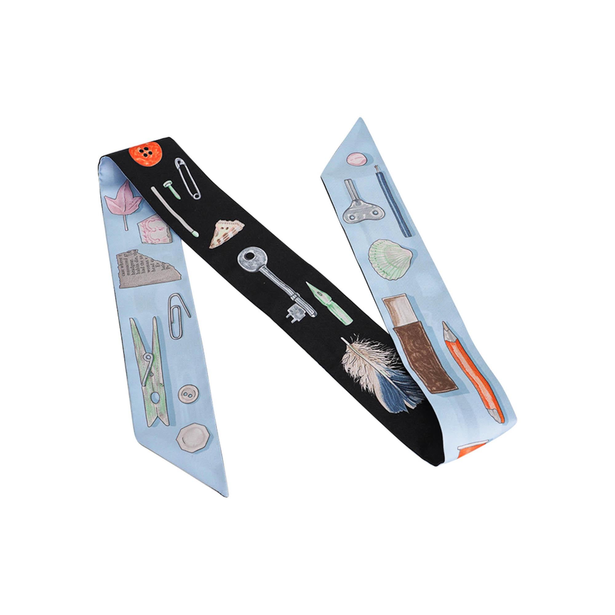 Hermes Twilly In the Pocket Noir Rose und Multicolore 2er-Set (Grau) im Angebot
