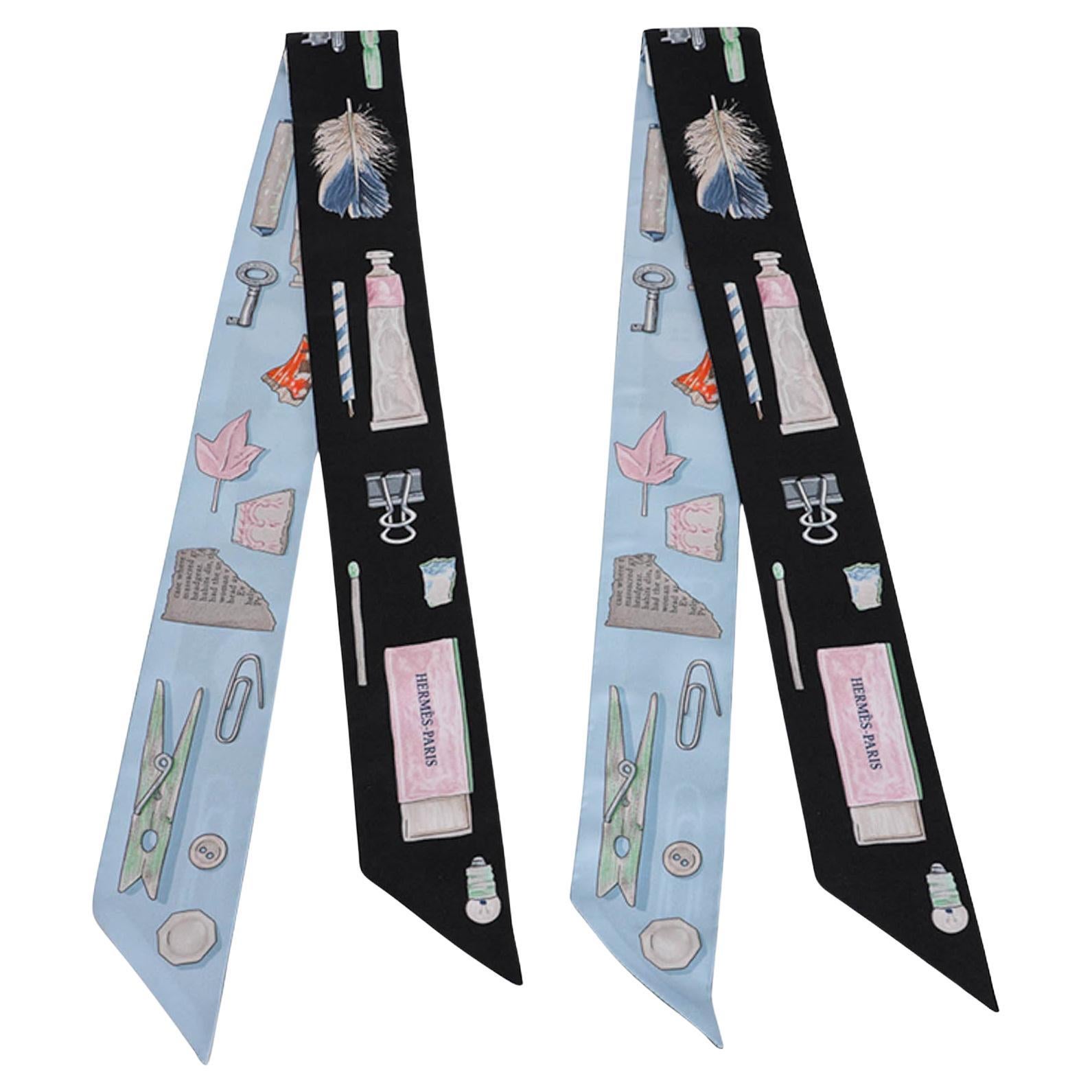 Hermes Twilly In the Pocket Noir Rose und Multicolore 2er-Set im Angebot