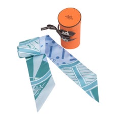 Hermes Twilly Jeu De Soie Aqua Celadon Ciel Set of 2 New