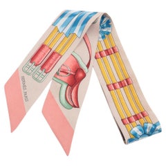Ruban de saut Hermès Twilly Soie Beige×Pink
