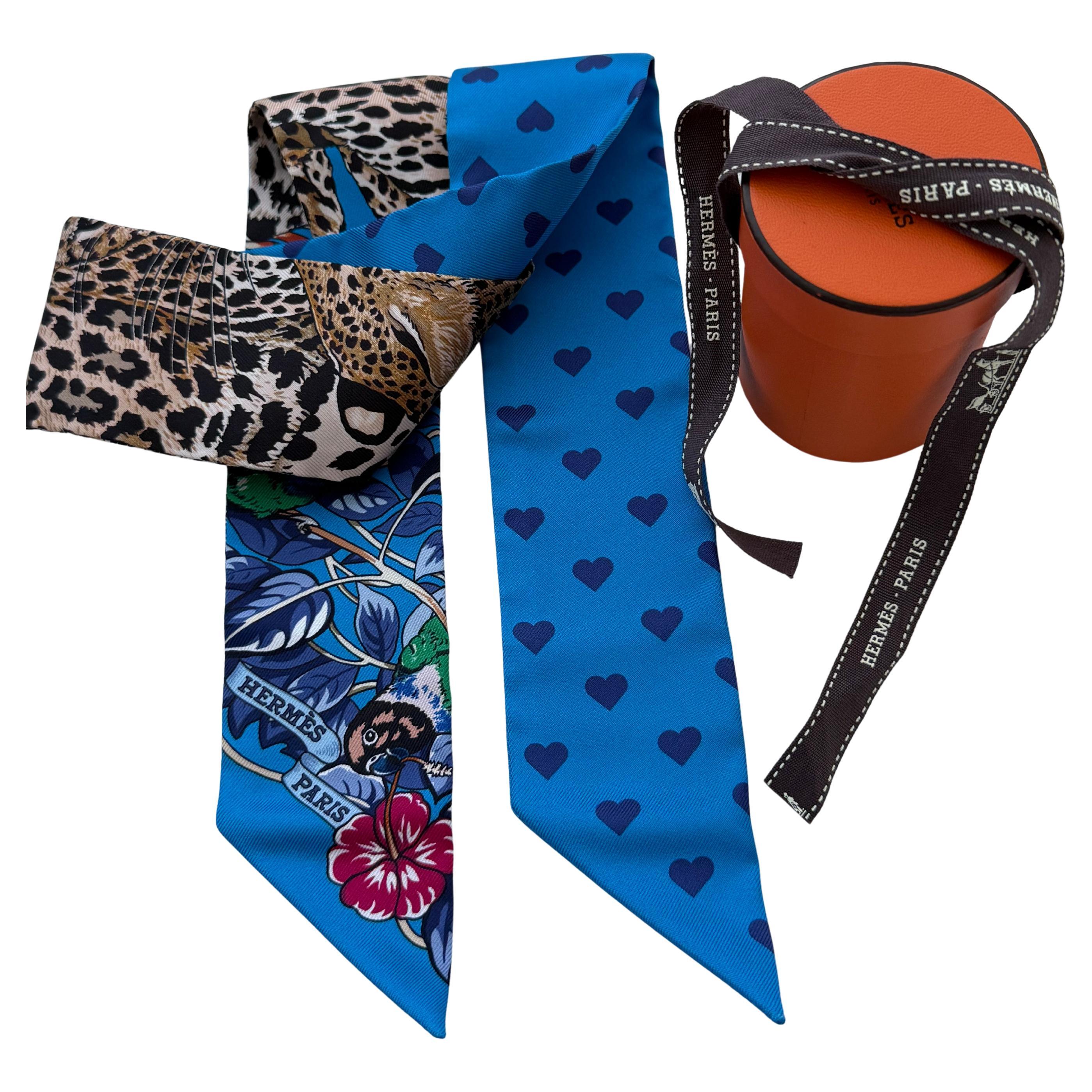 Hermes Twilly Jungle Love Bleu Gitane/Gris New