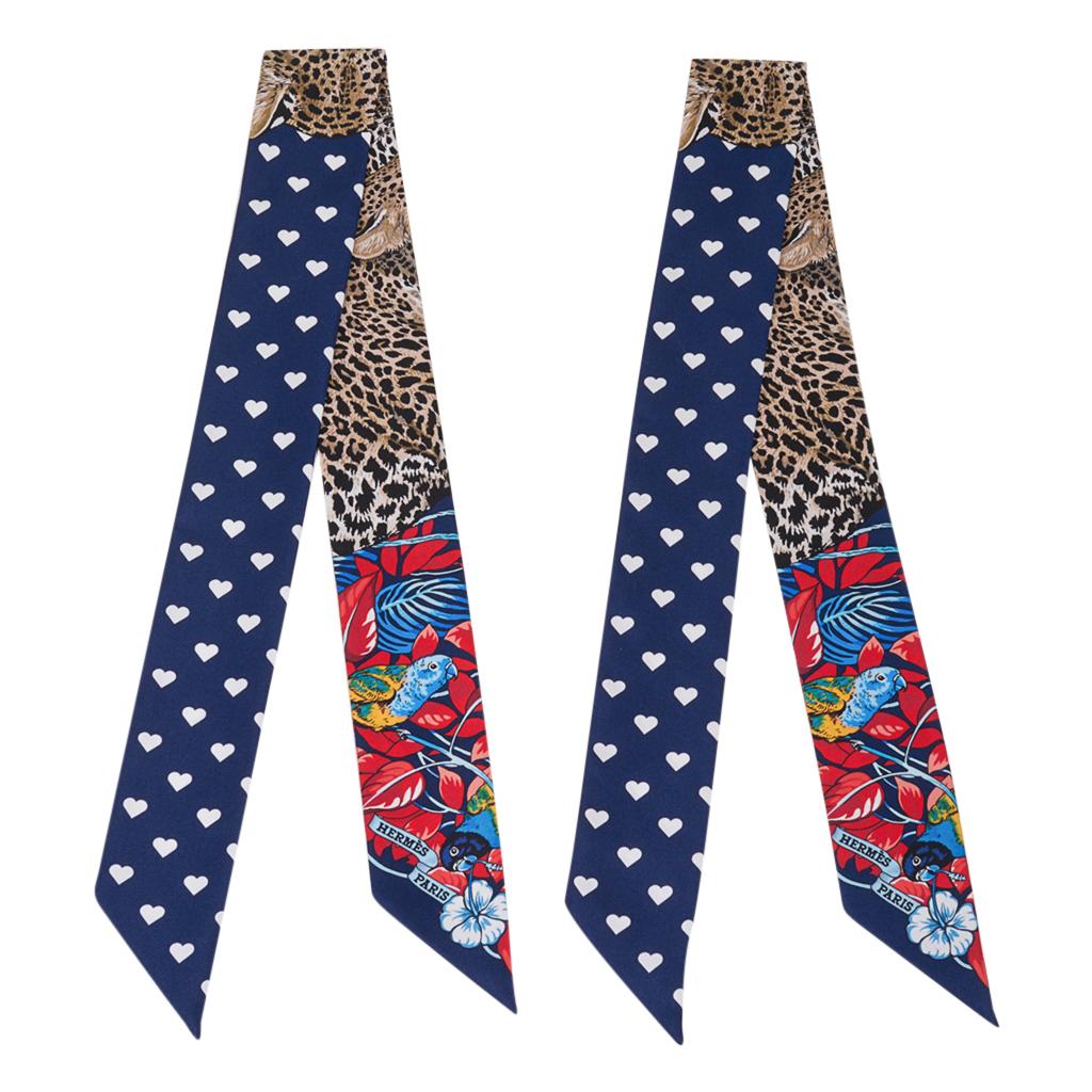 Hermes Twilly Jungle Love Love Blue Marine Set of 2 New w/ Box 4