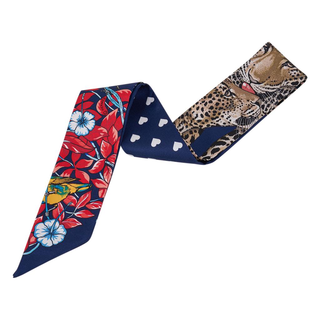 Hermes Twilly Jungle Love Love Blue Marine Set of 2 New w/ Box In New Condition In Miami, FL