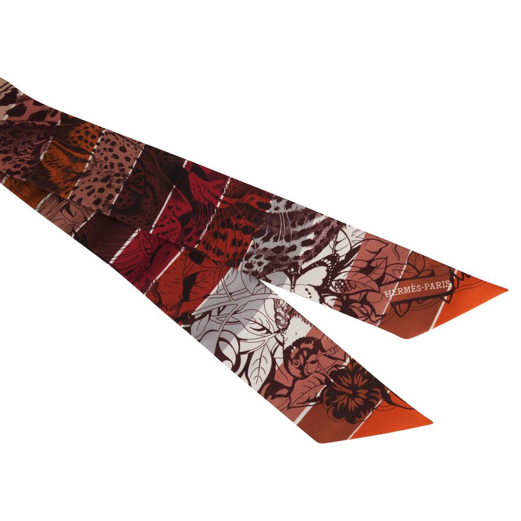 Brown Hermes Twilly Jungle Love Rainbow Brun Brique Fauve Set of 2