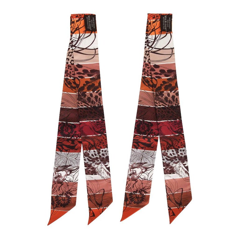 Hermes Twilly Jungle Love Rainbow Brun Brique Fauve Set of
