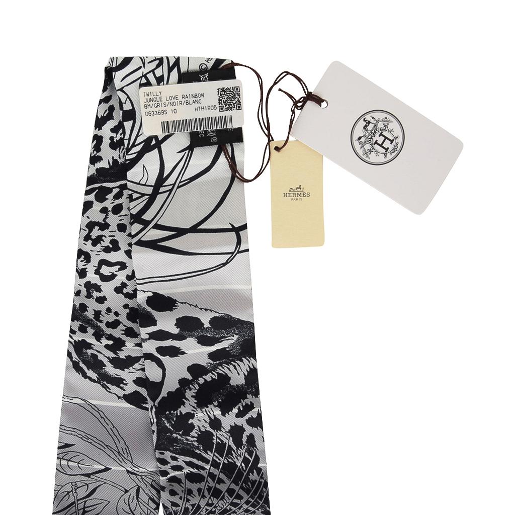 Hermes Twilly Jungle Love Rainbow Gris Noir Blanc Set of Two 6