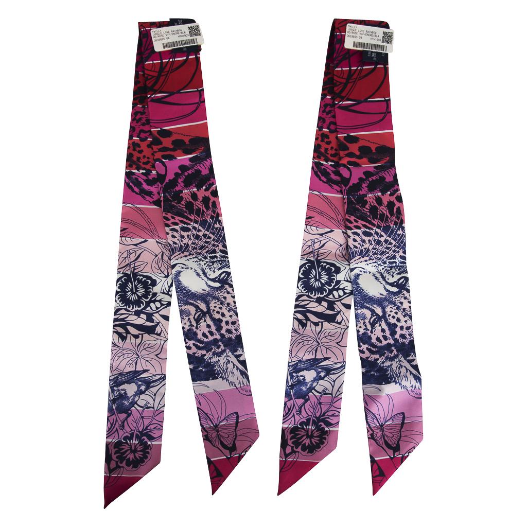 Hermes Twilly Jungle Love Rainbow Rose Vif Encre Set of 2 6
