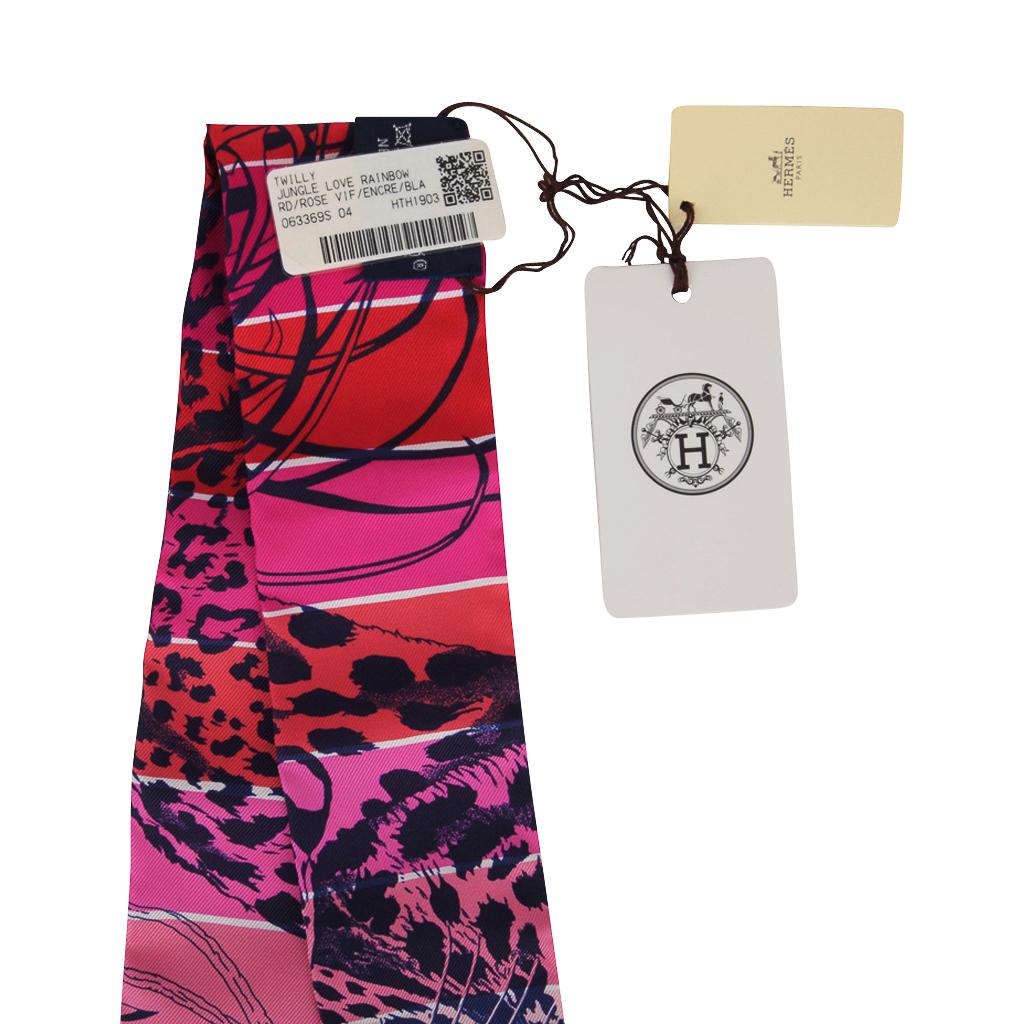 Hermes Twilly Jungle Love Rainbow Rose Vif Encre Set of 2 7