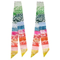 Hermes Twilly Jungle Love Rainbow Vert Rose Multicolore Set of 2 New w/Box