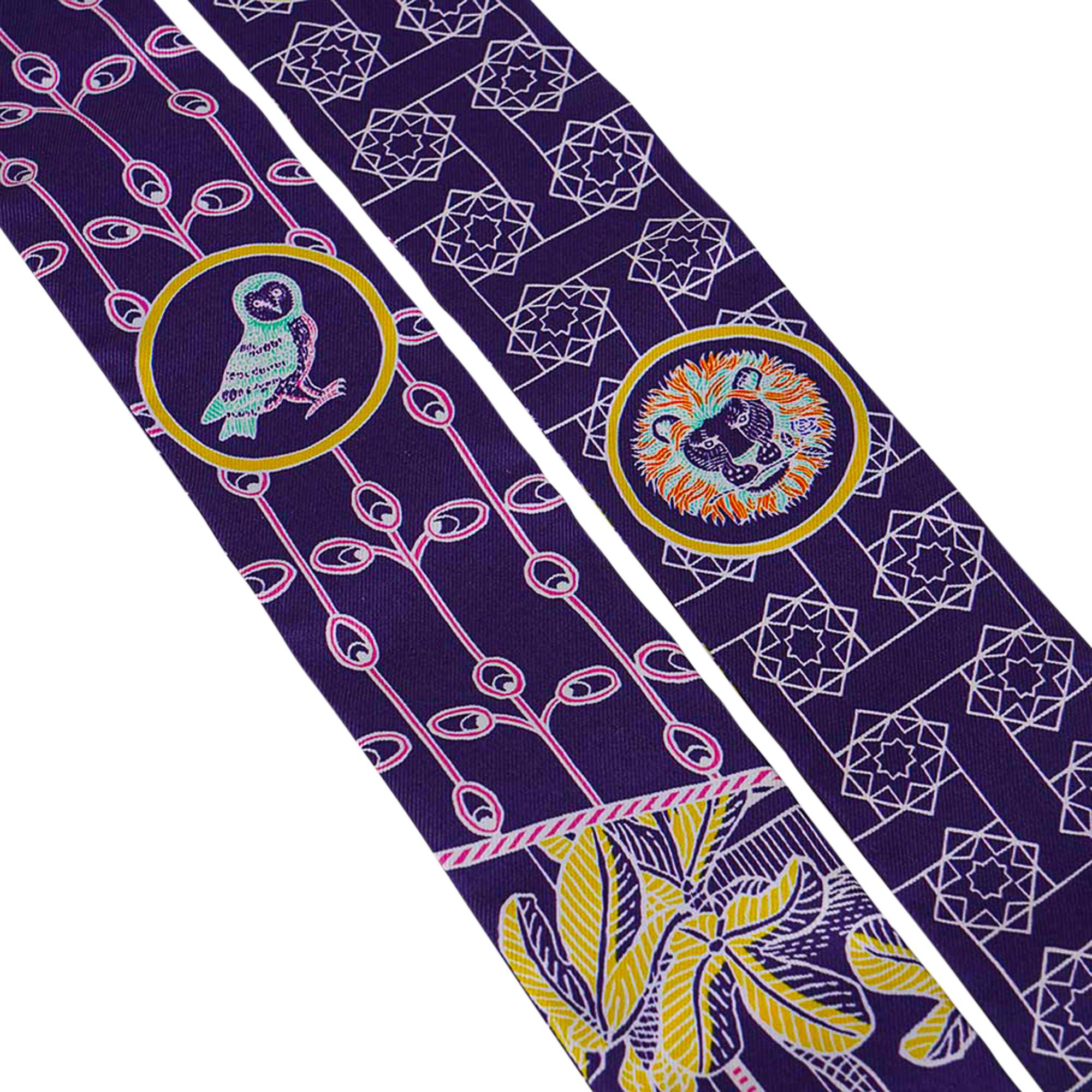 Hermes Twilly La Danse Amazones Indigo / Jaune / Multi Set di 2 nuovi con scatola in vendita 6