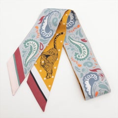 Hermès Twilly Leopard Silk Yellow x Gray