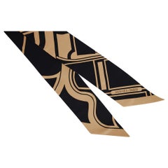 Hermes Twilly Les Coupes Tattoo Silk Scarf Camel / Noir Set of 2