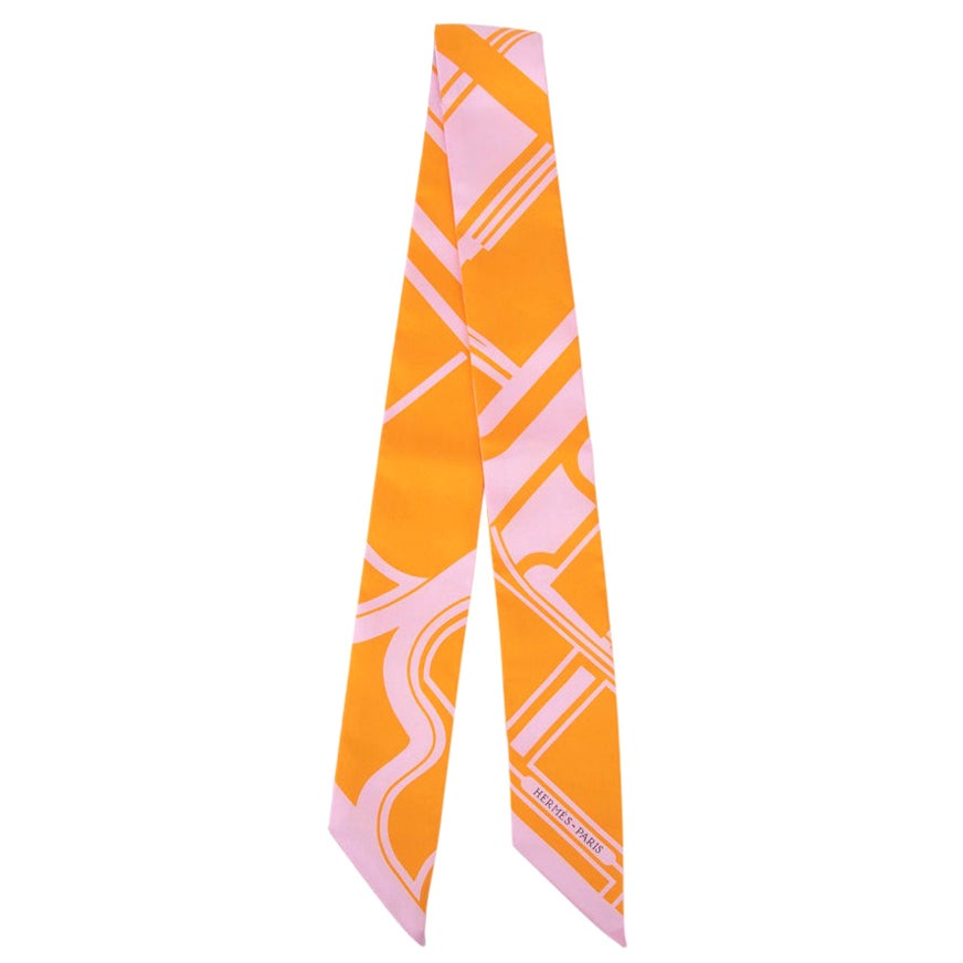 Hermes Twilly Les Coupes Tattoo Soleil / Rose Pale Neu w / Box