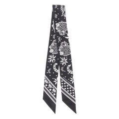 Hermes Twilly Les Leopards Bandana Black and White New w/Box