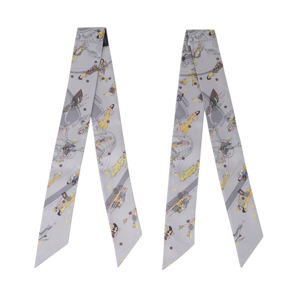 Hermes Twilly Ex-Libris Les Parisiennes Gris Perle / Juan Soufre Set da 2 4