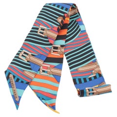 Hermès Echarpe Twilly Les Sangles Soie Multicolore