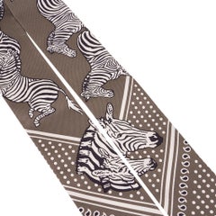 Hermes Twilly Les Zebres Gris Taupe / Noir  Set of 2