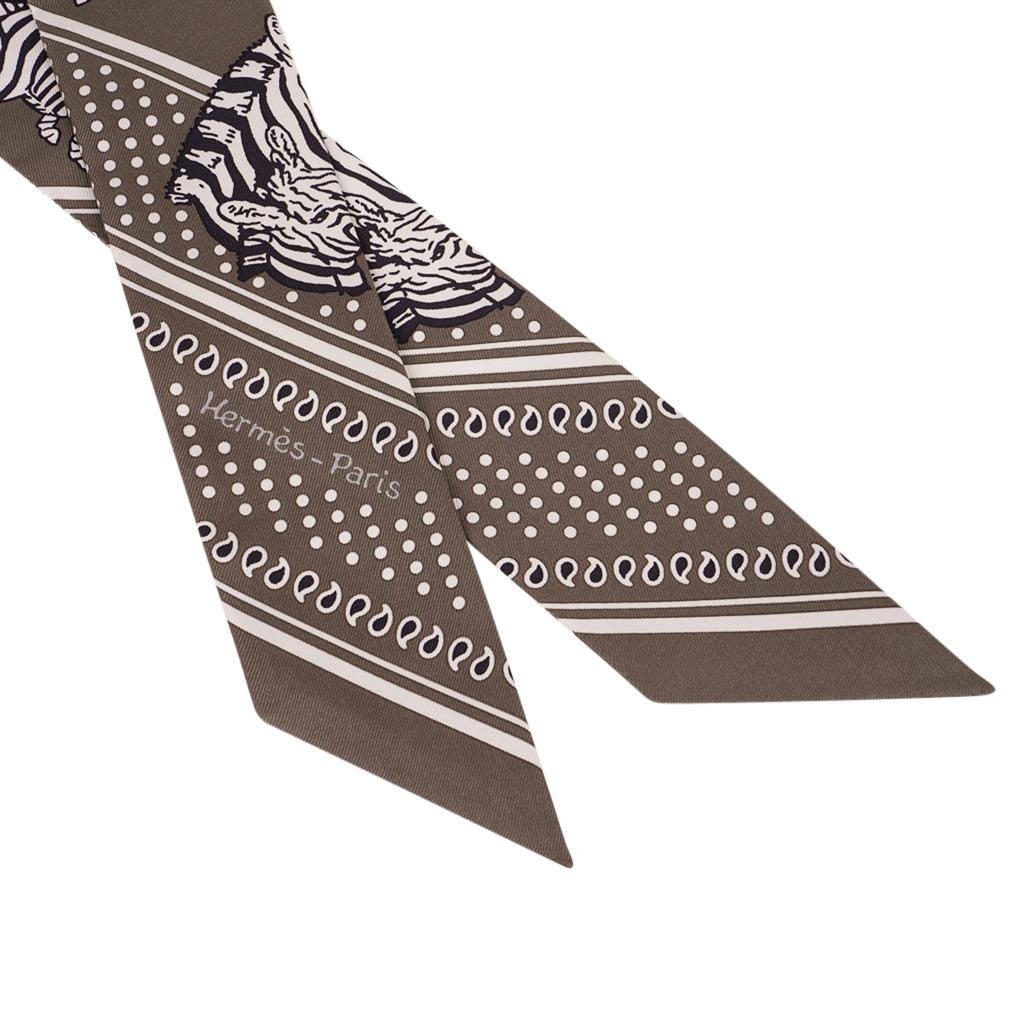 Women's Hermes Twilly Les Zebres Gris Taupe / Noir  Set of Two