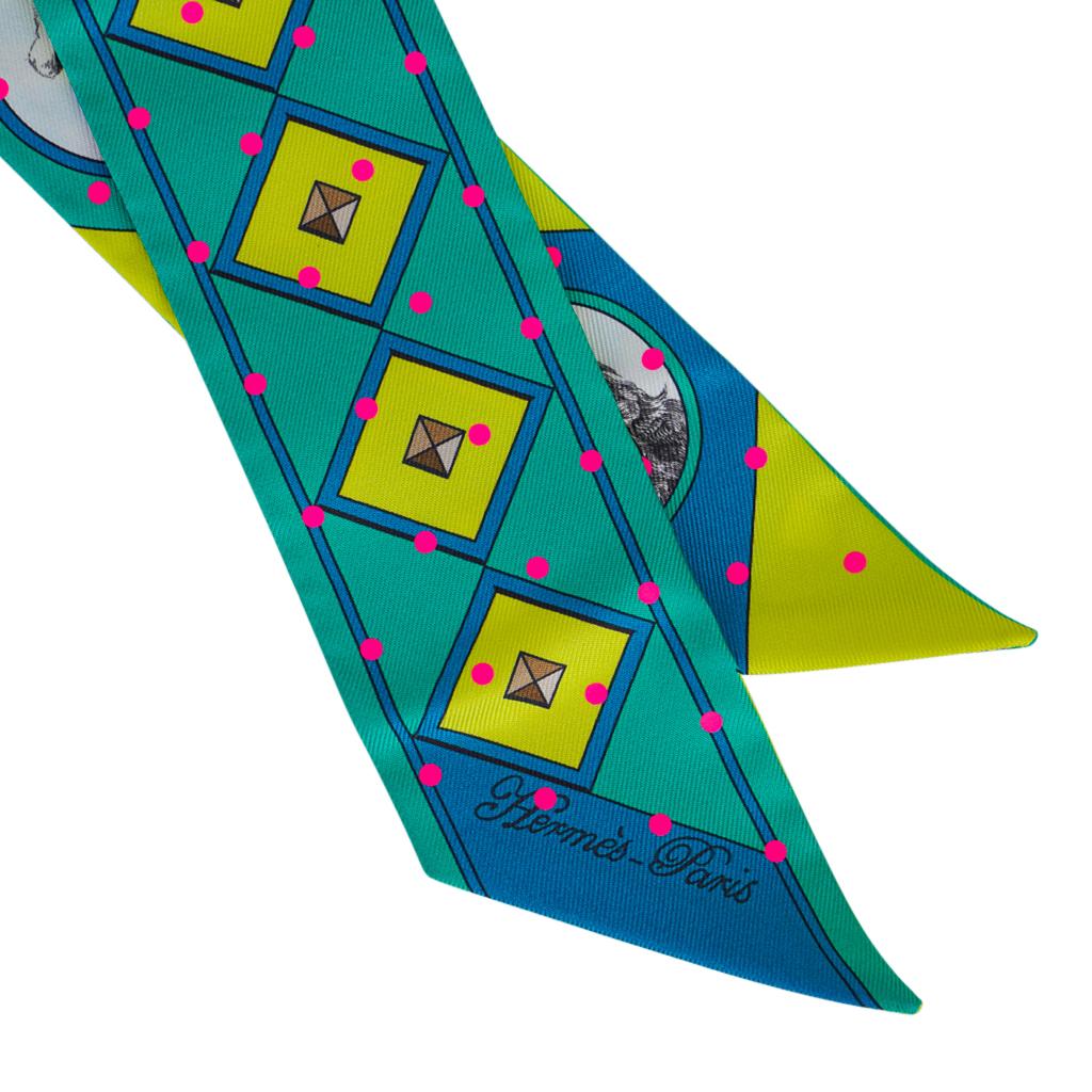 Collier et chien Hermès Twilly Mylar prune / menthol / jaune / rose Neuf avec boîte en vente 2